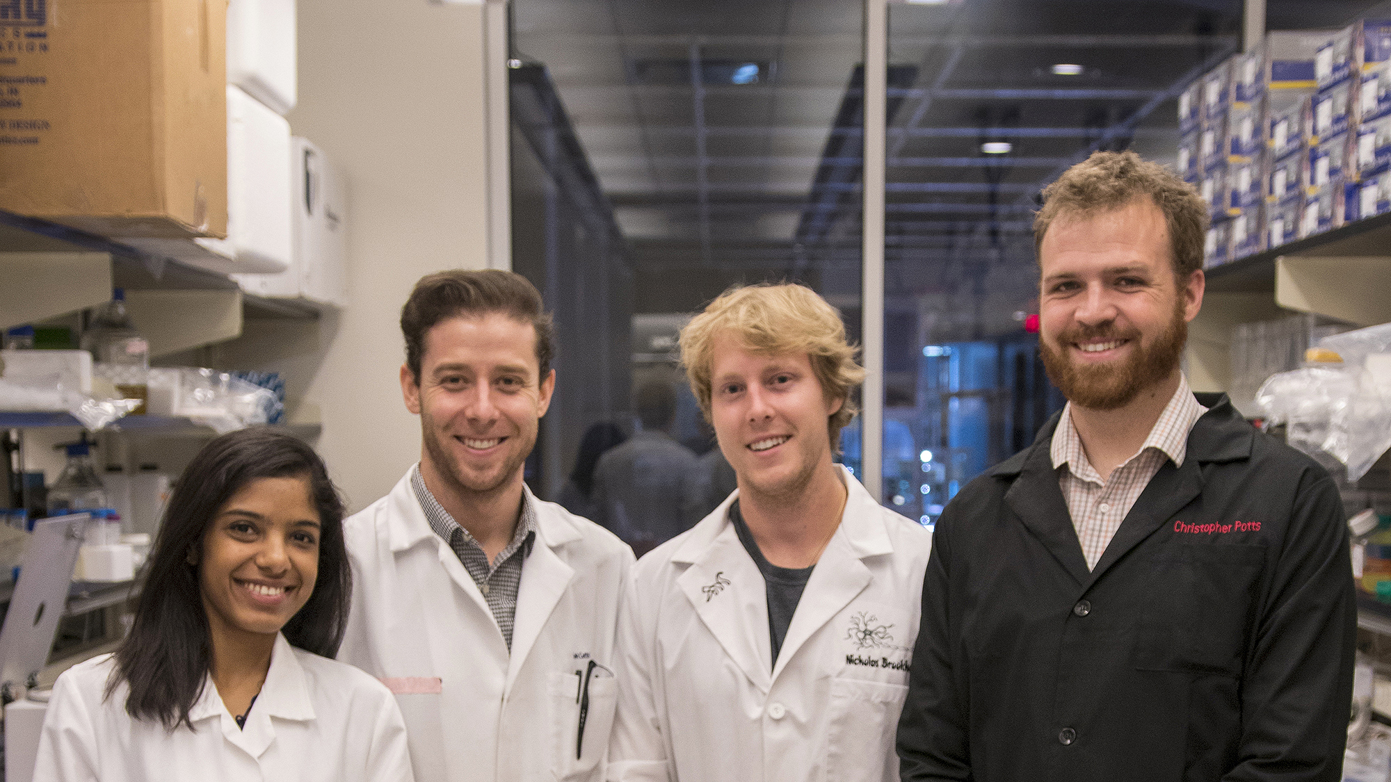 Student Awards: The stem cell wizards of ASU’s Brafman Lab. Left to right: Sreedevi Raman, Josh Cutts, Nick Brookhouser and Christopher Potts. Photographer: Marco-Alexis Chaira/ASU